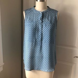3/$30 Joe Fresh Blue Printed Sleeveless Button Top